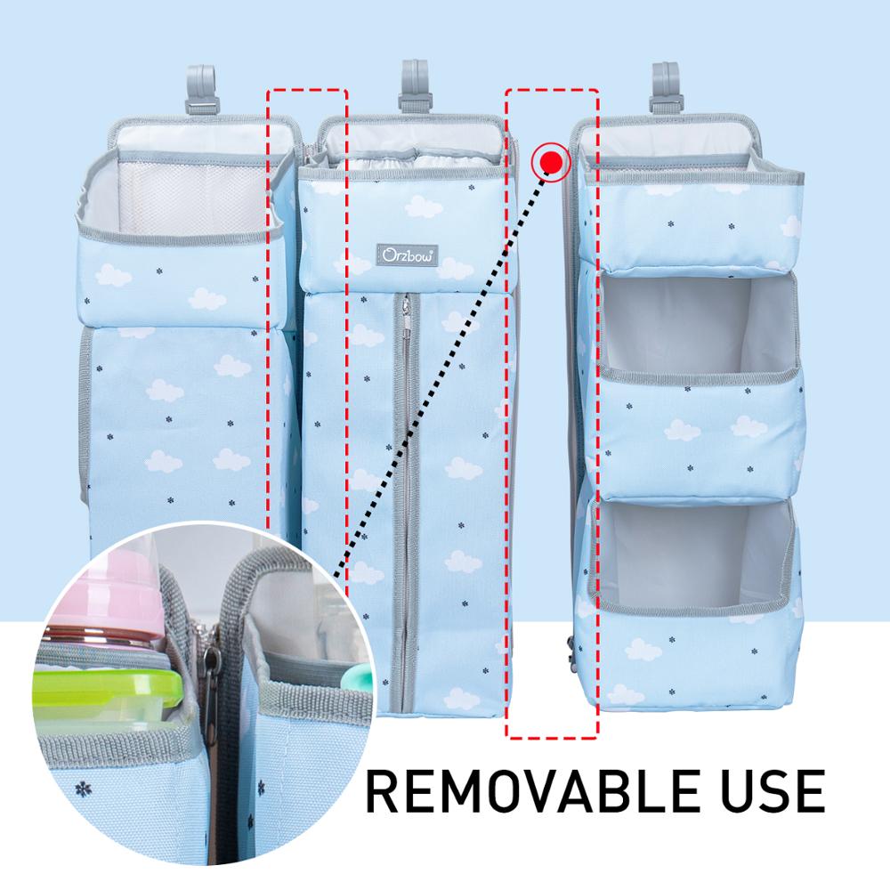 Orzbow Culla Organizer Borse Contenitore Newbron Letto di Stoccaggio Sacchetto Del Pannolino caddy Organizer Appendere Sacchetti per infantile impostato di Biancheria Da Letto Grigio