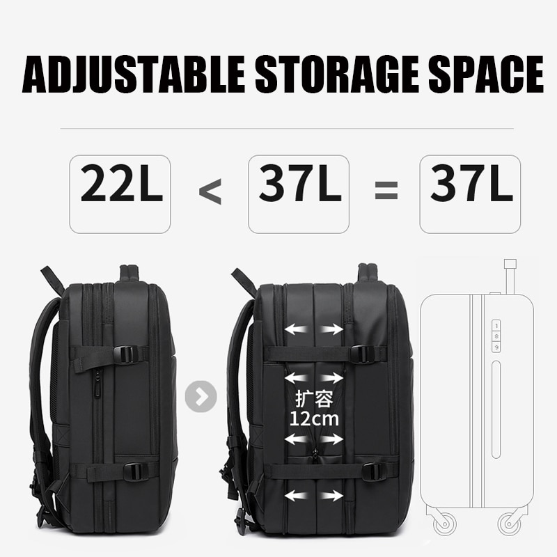 Mochila expansível grande capacidade 15.6 polegadas, masculina, para laptop, viagem, voo aprovado, bolsa de fim de semana para mulheres