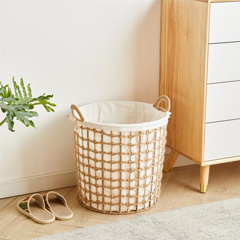1Pc Woven Laundry Storage Basket Portable Dirty Clothes Storage Basket for Home