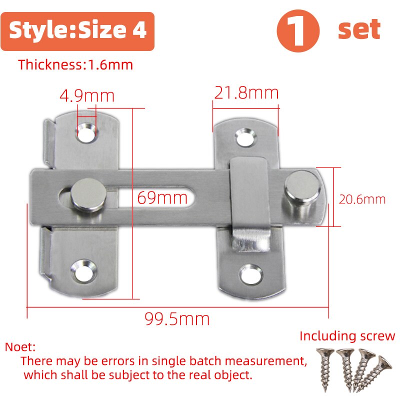 90 Degree Right Angle Door Latch Hasp Bending Latch Barrel Bolt with Screws for Doors Buckle Bolt Sliding Lock: Style-size 4