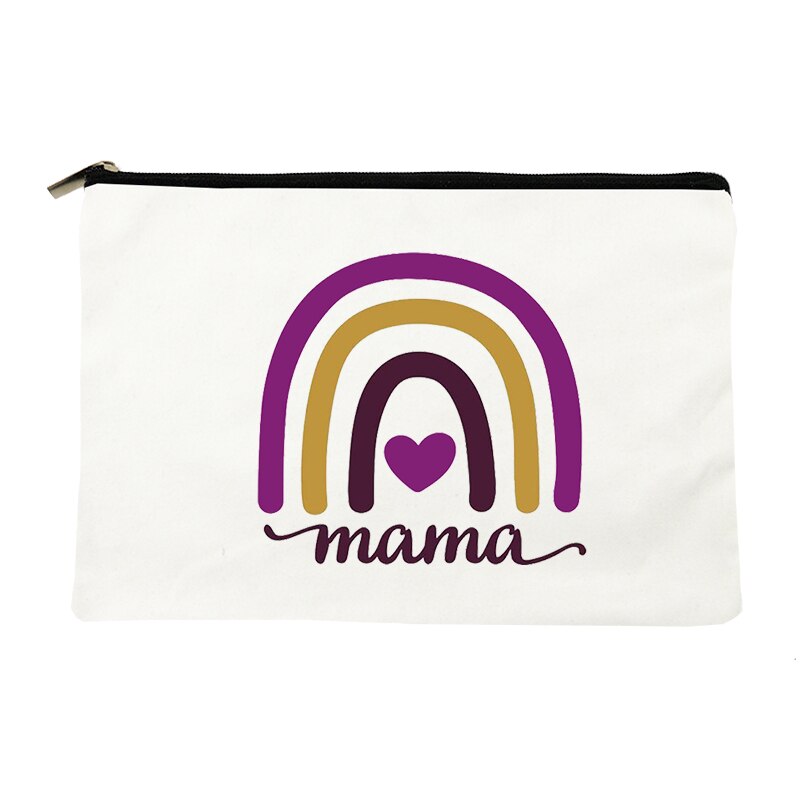 Rainbow Mama Print kosmetyczka kosmetyczka podróżna kobiety Organizer do przyborów toaletowych Tote kobieta przechowywanie makijaż torby torebka prezent dla mamy: W10107-TBWH-D