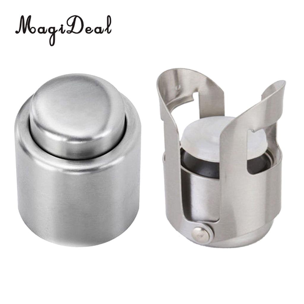 2x handy rustfrit stål vakuum vinflaske prop prop låg pumpe sealer holder øl frisk i dagevis med lufttæt forsegling 4.2/2.5cm