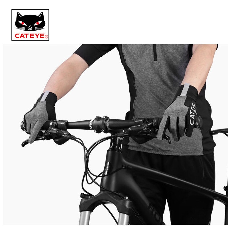 CATEYE Classic Reflective Long Finger Cycling Gloves Bicycle MTB Touch Screen Sport Gloves Breathable Anti Slip Bike Gloves