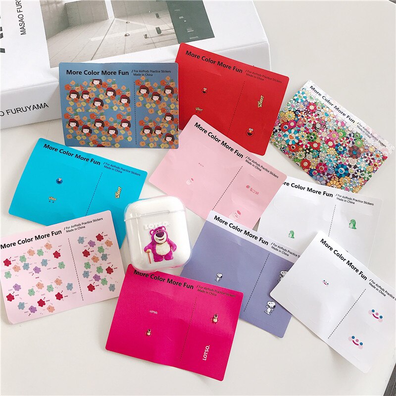 Del fumetto Della Polvere Carino Guard Set per Airpods di Protezione Auricolare Pellicola Della protezione Della Pelle Sticker per Airpods Caricatore Auricolare Scatola a prova di Polvere decalcomanie
