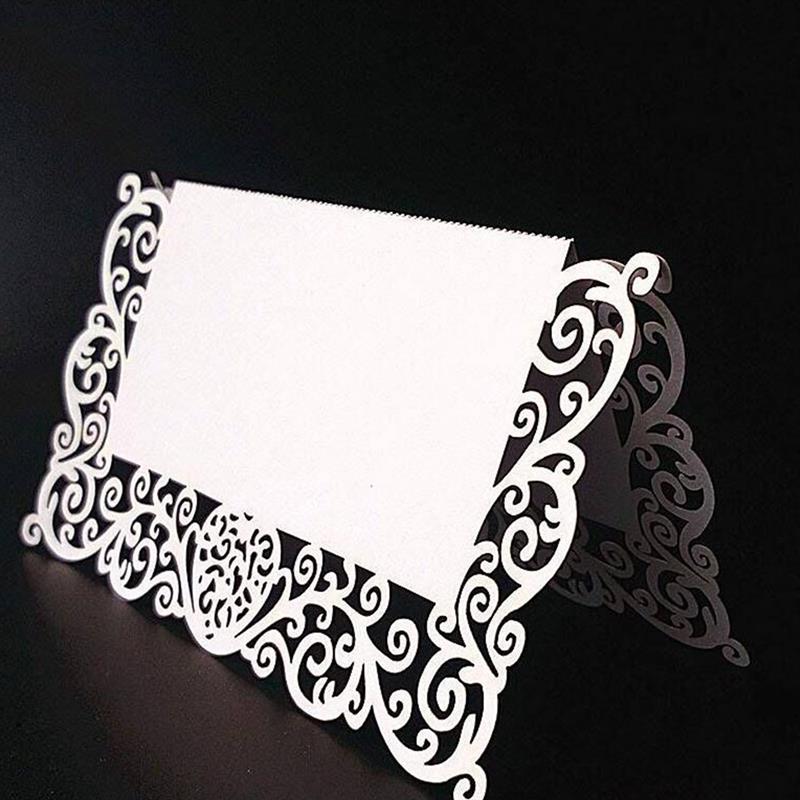 50 st bröllopsplatskort dekorativt ihåligt bordstältkort festnamnkort