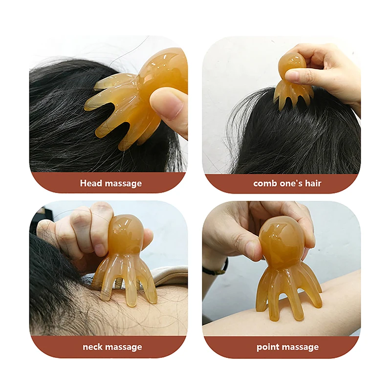 2 Stuks Hars Octopus Kam Head Massager Meridiaan Schrapen Hoofdhuid Massage Acupunctuur Spa Body Home Gezondheid Therapie Tool