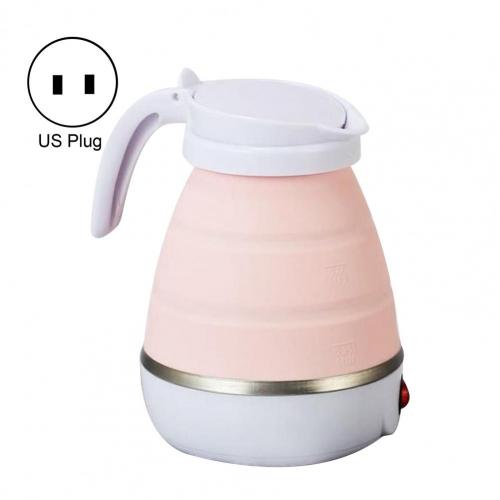 1L Elektrische Wasserkocher Faltbare platzsparende ABS Camping Wasser Wasserkocher für Heimat Kochgeschirr Wasserkocher Heimat Küche Produkt: Rosa uns Stecker