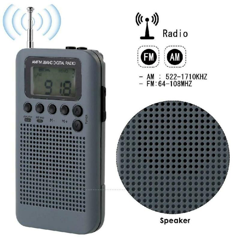 Mini Digitale Draagbare Pocket Handige Lcd Am Fm Radio Oplaadbare Met Oortelefoon
