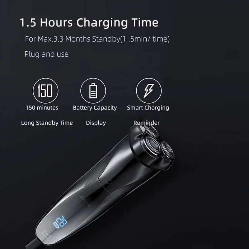 Enchen Electric Shaver Men's Razor Beard Machine LED display Portable Dry Wet Beard Trimmer Rechargeable 3 head shaving machine