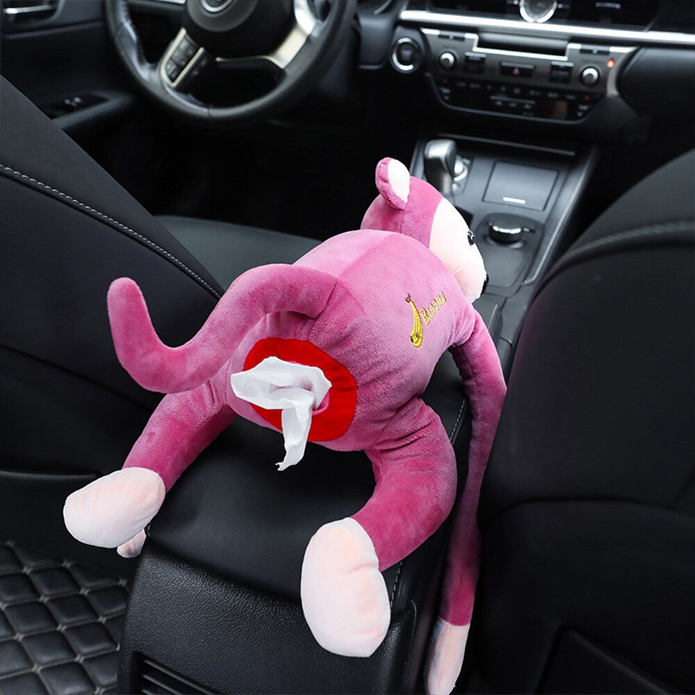 Car Tissue Box Monkey Tissue Holder Car Napkin Holder Cartoon Tissue Box Car Paper Box Automobile interior Accessories