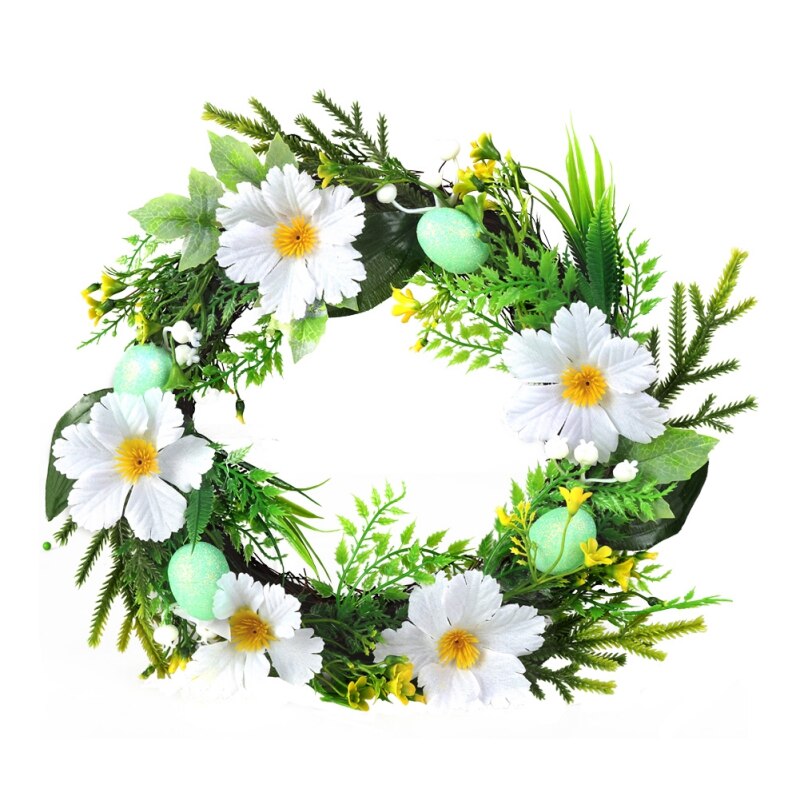 8 Styles Easter Wreath With Eggs And Flowers Ferns... – Vicedeal