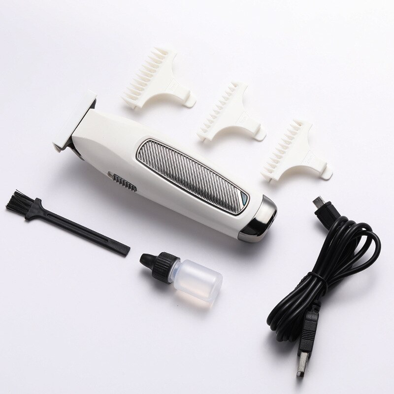 HTC AT-229 Oil Head Electric Clippers Carving Retro Hair Razor Rechargeable USB Shaver Cordless Haircut Household Hair Trimmer: White