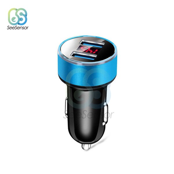 3.1a 5v usb-autolader met led-digitaal display, autolader voor mobiele telefoon, voor xiaomi samsung  s8, iphone 6 , 6s 7 8 plus, tablet: Blauw