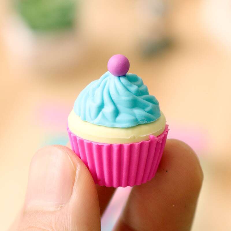6 stk/sett kawaii kake viskelær blyant gummikake desseert viskelærsett for barn nyhet skrivesaker søtt sett