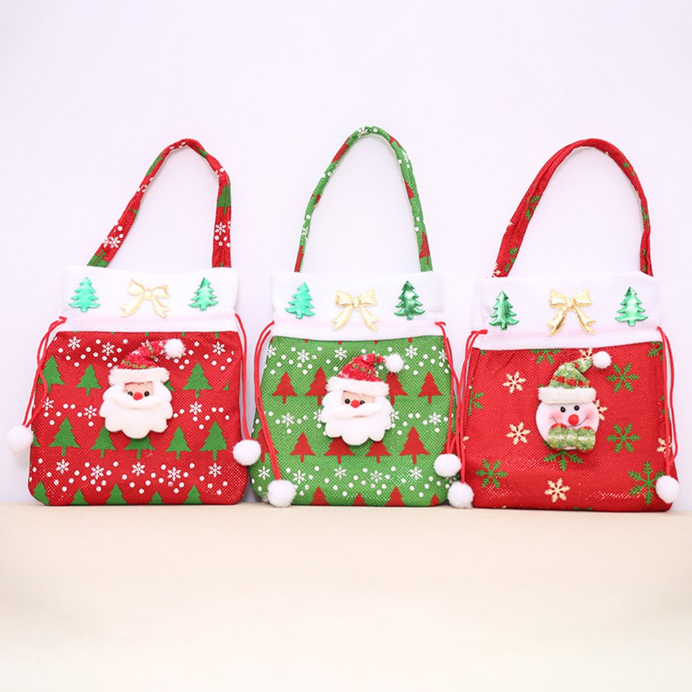 Leuke Kerst Cadeau Zakken Snoep Zak Kerstman Sneeuwpop Kerstboom Hangen Kid &#39;S Xmas Candy Tassen