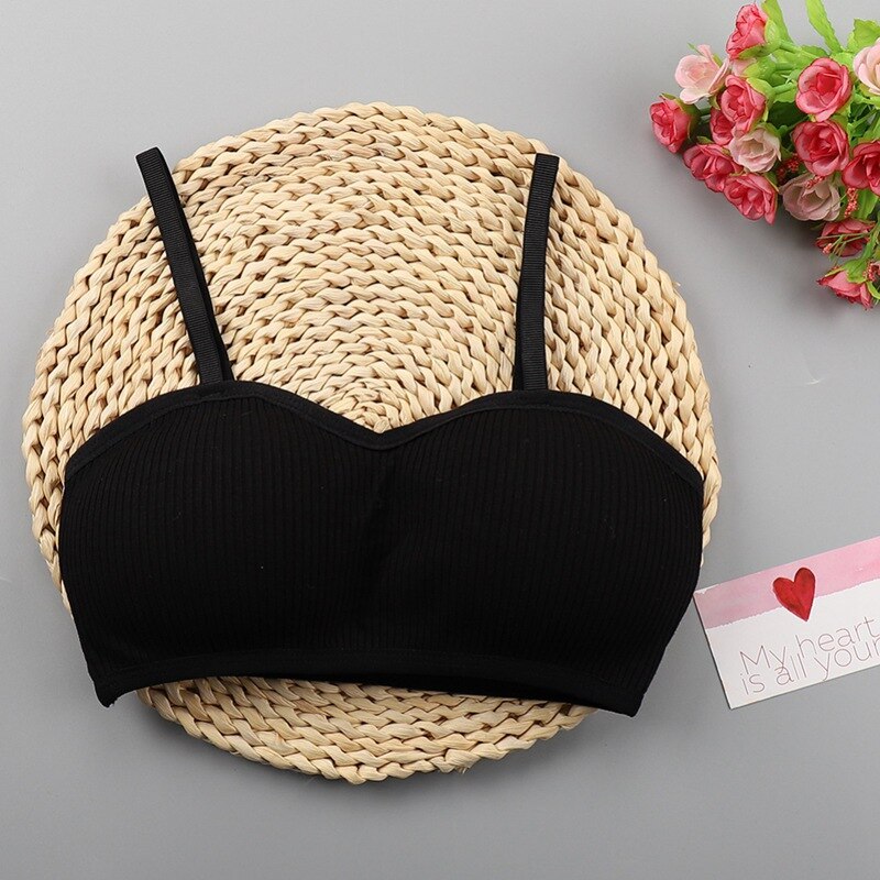 Elastic Women Tube Tops Sexy Female Solid Full Cup Camisoles Beauty Back Anti-Light Wrapped Chest Intimates: Black