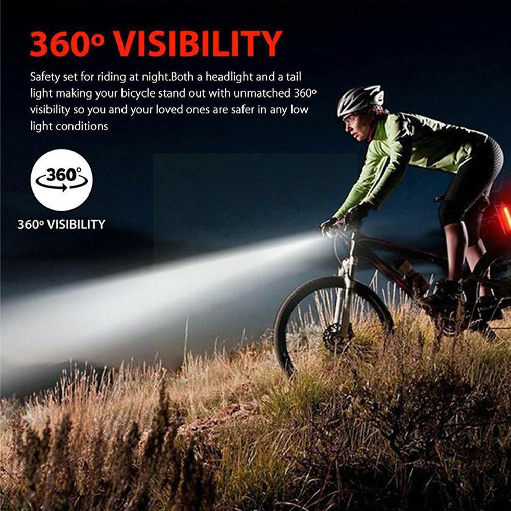 Bicycle Light Front Usb Rechargeable Mountain Bike Bike Led Lights Flashlight Taillights Rear Accessories Headlight Cycling V7c5