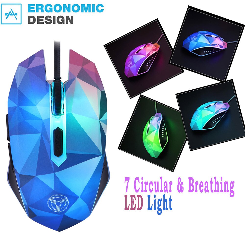 The Diamond Version Of The Illusion MODAO 3200DPI Wired Mouse With 7 Circular Pc Desktop Office Entertainment Laptop Accessories