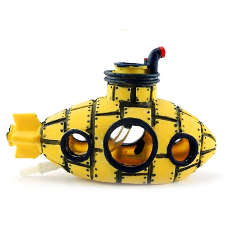 Aquarium vis tank decoratieve bubbelmachine gele ruimteschip decoraties