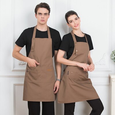 Webbing förkläde restaurang kock cozinha arbetskläder män kvinnor matsal hem kök matlagning uniform servitris servitris hängande hals: Brunt - förkläde
