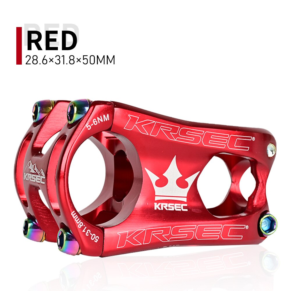 KRSEC bicycle stem mtb stem ultra-light CNC hollow aluminum alloy short stem DH/FR/XC/AM 31.8*28.5*50mm riser bicycle parts