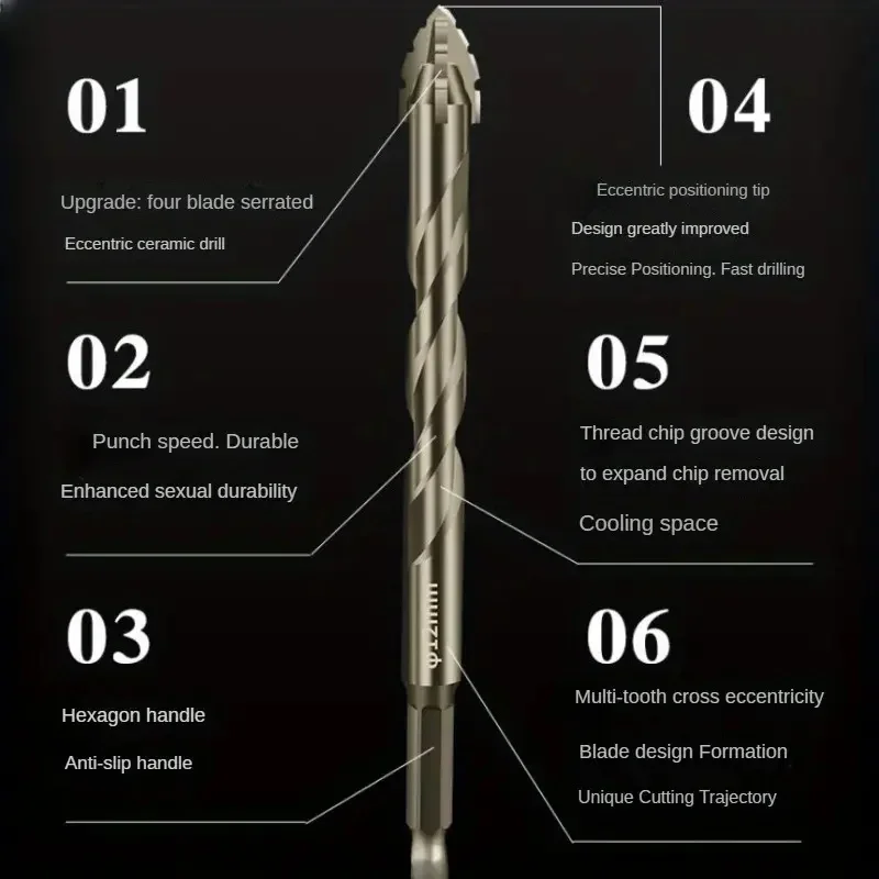 4-fluit hardmetalen boorset voor keramiek, glas, marmer, beton en roestvrij staal - duurzaam snijgereedschap