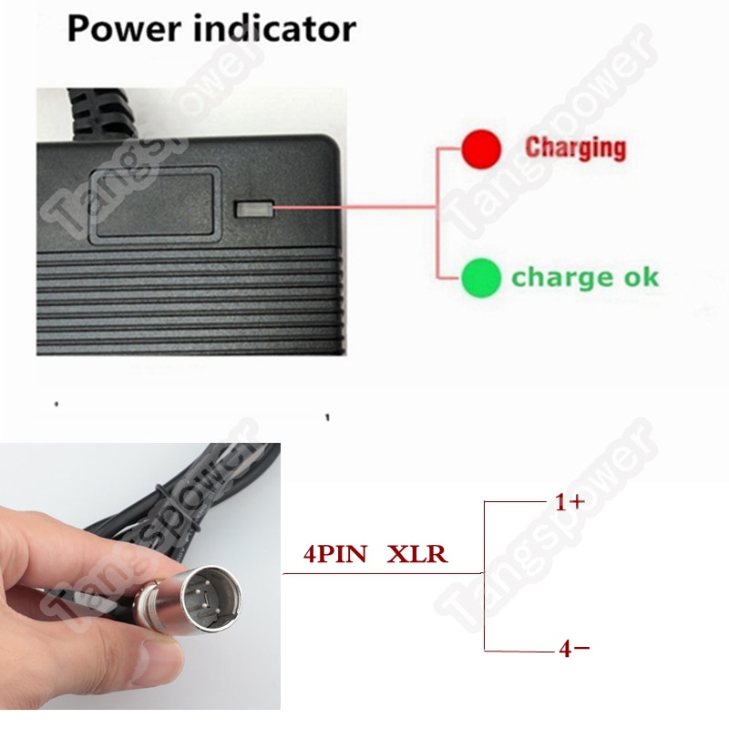 42V 2A electric bike lithium battery charger for 36V Li-ion battery pack e-bike charger with 4-Pin XLR Connector
