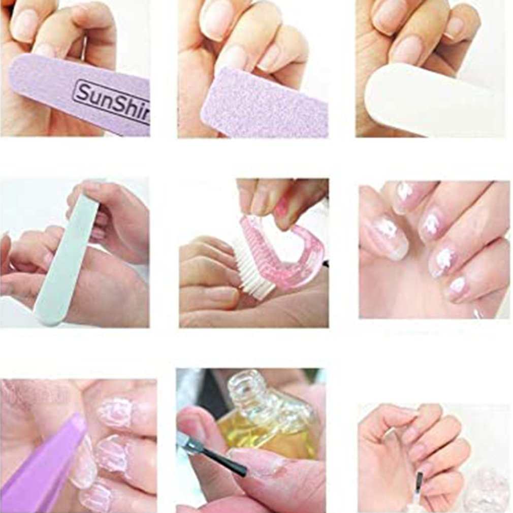 Set Of 10 Nail Files For Nail Art Grain 100/180 For Polishing Acrylic Manicure For Use At Home And In Salon