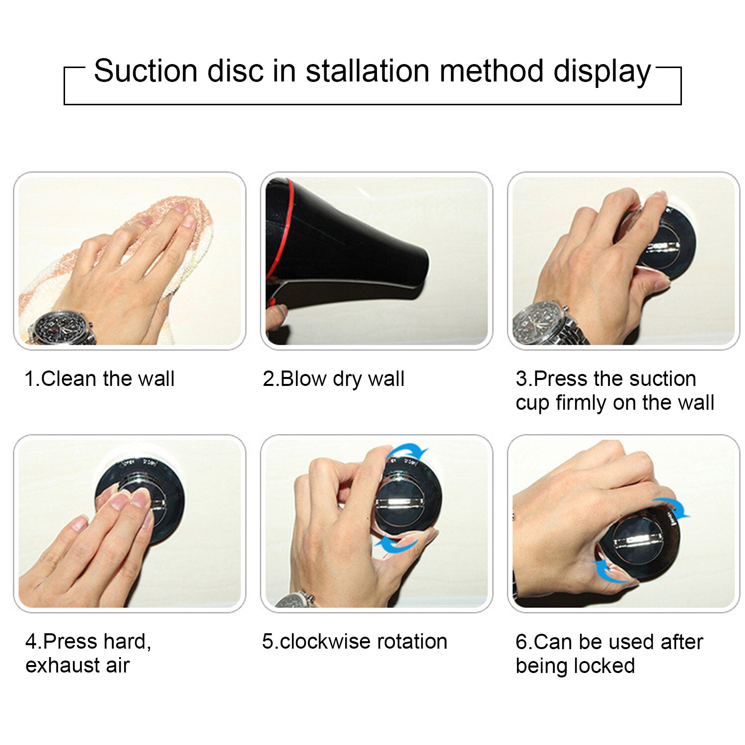 Colgador de gancho con ventosa para el hogar, barra de toalla de montaje en pared con 6 ganchos, para baño, cocina, organizador de toallas