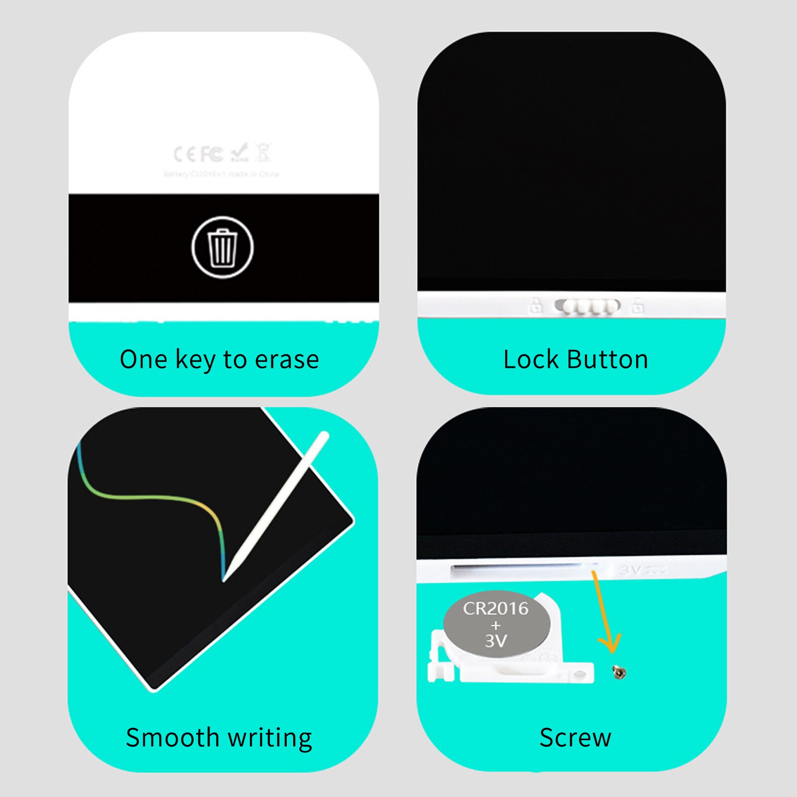 LCD Writing Tablet 11.5 Inch Color/Monochrome Screen with 2 Stylus Drawing Writing Taking Notes Leaving Messages