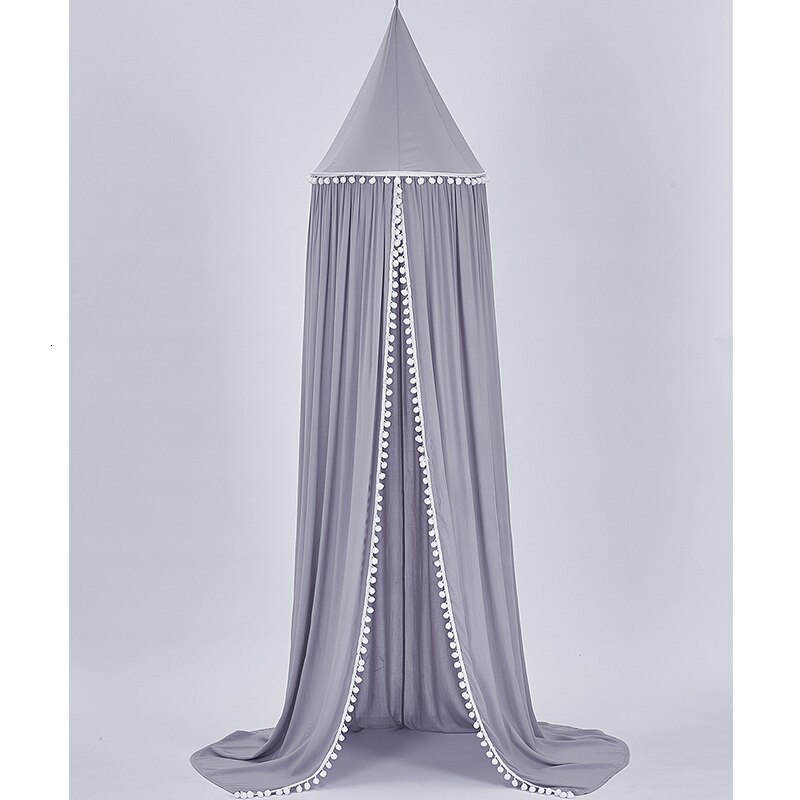 Koodykids Nursery Decor Katoen Luifel Wieg Met Kleine Pompoms Mosquito Baby Boy Girl Room Kids Kinderen Kamer Crib Canopy Decor: grey