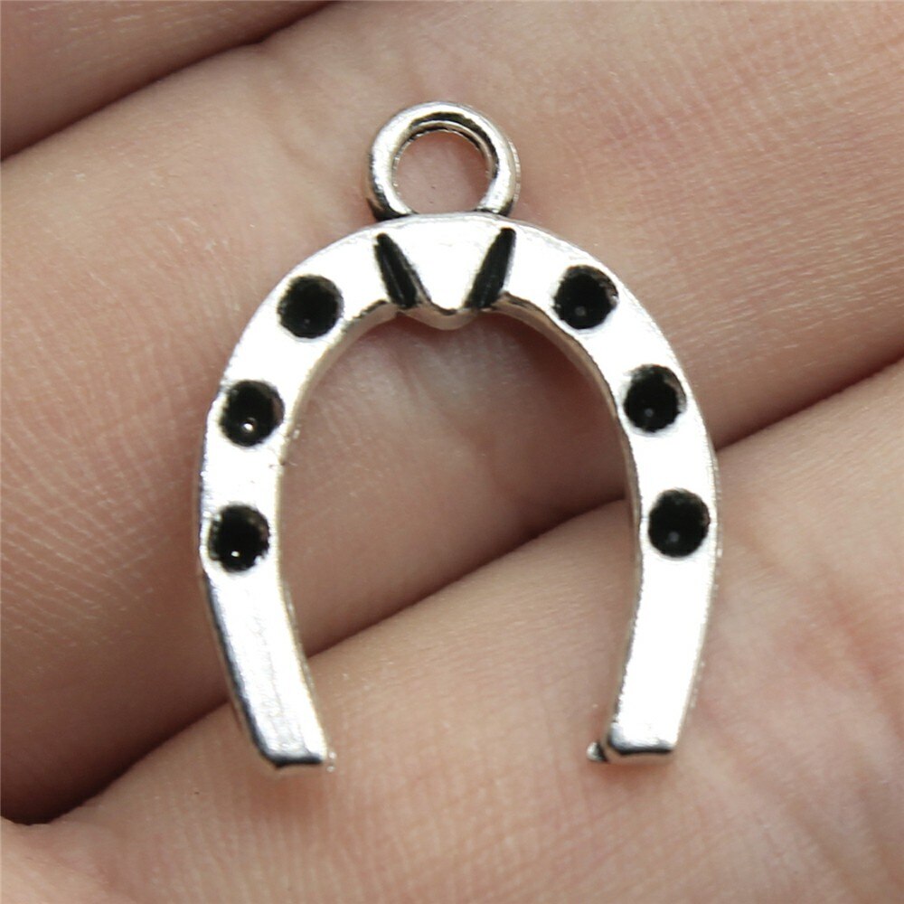 20Pcs Hoefijzer Hanger Charms Antiek Zilver Kleur Horse Shoe Charms Sieraden Diy Lucky Horseshoe Bedels Voor Armband: B11812-21x16mm