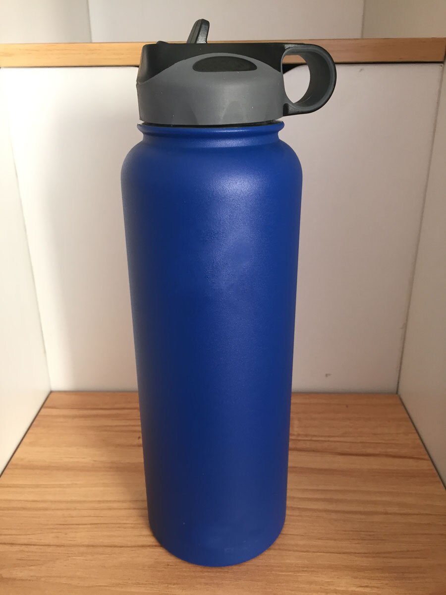 Neue Glaskolben Isolierte Edelstahl Wasser Flasche Breiten Mund Becher Reise Becher Kaffee Kühler mit Stroh Deckel 32/40 unzen vakuum fask: 32oz / Marine