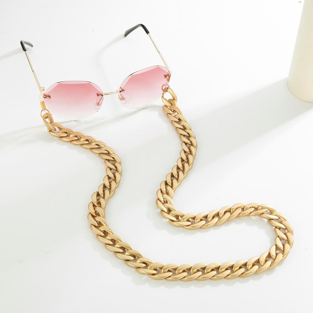 Kvinder satin akryl solbrilleholder kæder mat guld brun sort grå maske kæde lanyard brillesnor brillestrop reb: Mat guld