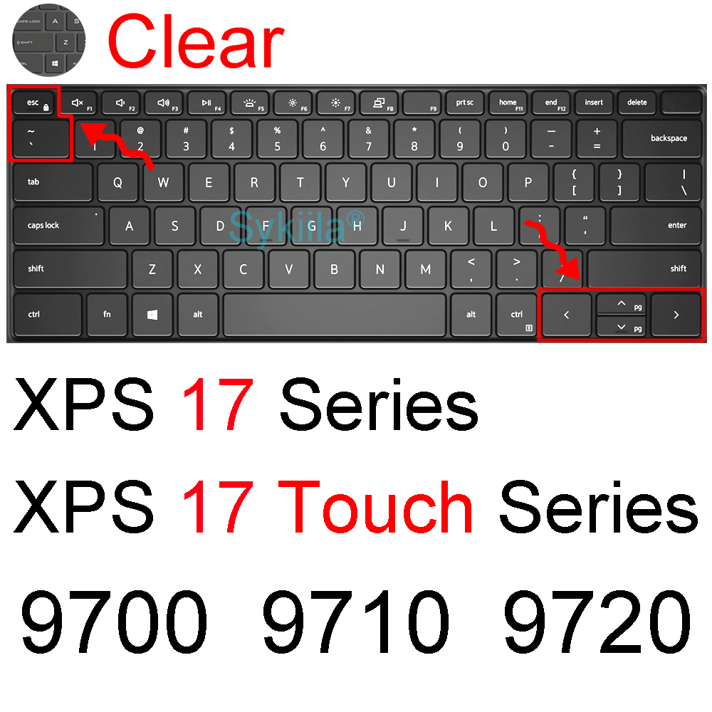 Housse de clavier en Silicone pour Dell XPS 17, accessoires, housse de protection tactile, 17 pouces, 9700, 9710, 9720, 9000: Clear
