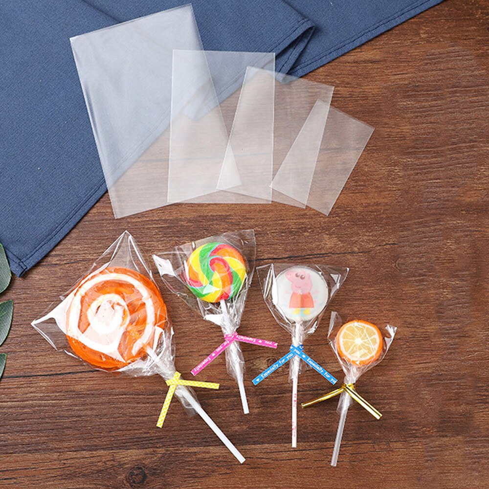 100 pcs 4 Sizes Transparent Oppo Plastic Bags for Candy Lollipop Cookie Packaging Cellophane Bag Wedding Party DIY package