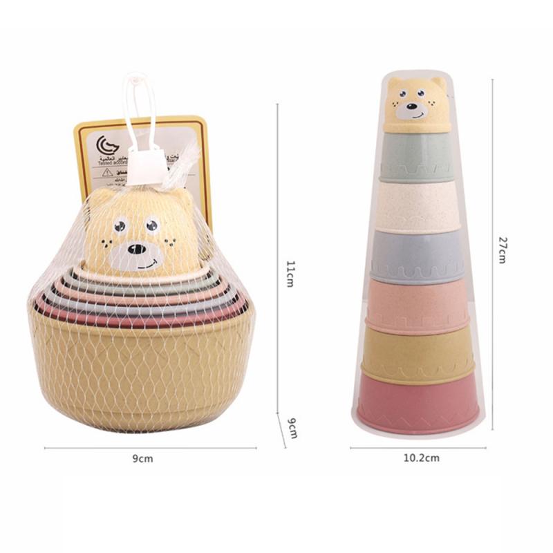 Baby Bath Stacking Cup Set Infant Shower Montessori Bathtub Tower Toy Child Puzzle Swimming Pool Beach Toys For 0 12 Months Kids: 06