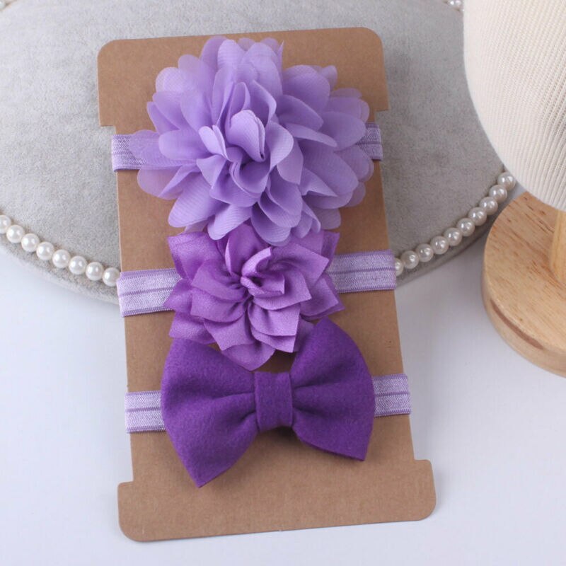 3pcs/Set Baby Girl Headband Ribbon Elastic Headdress Kids Newborn Hair Band Bow Baby Bowknot Hairband Set Newborn Kids Head band