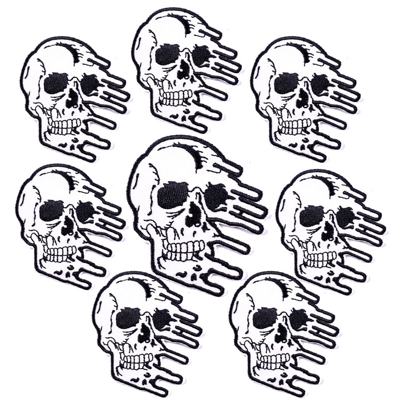 10 Stks/partijen Rock Stijl Borduurwerk Patch Punk Skull Patch Iron On Patches Voor Kleding Jassen Naaien Applique Letter Strijken Diy