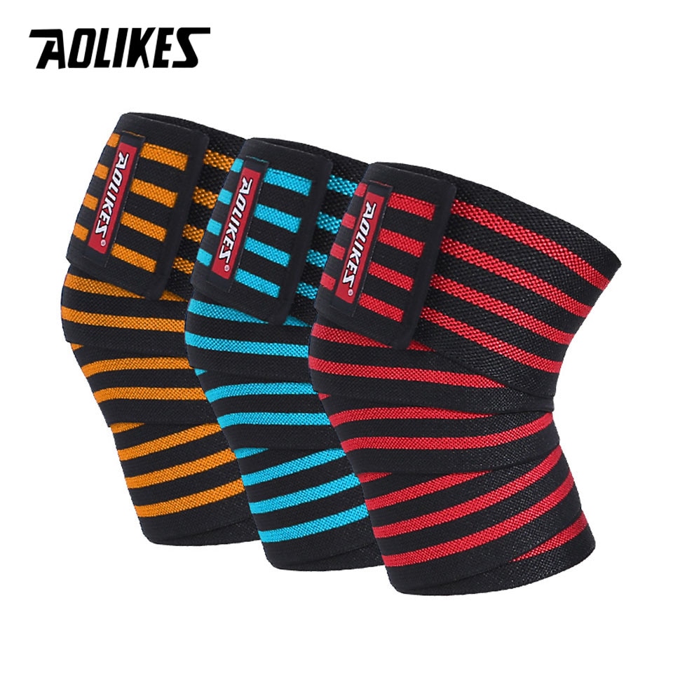 AOLIKES 1 STKS 180*8 CM Fitness Gewichtheffen Been Knie Compressie Bandjes Wraps Elastische Bandages Poverlifting Squats Training