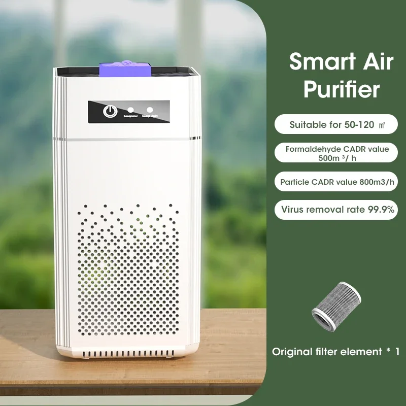 Purificador de aire portátil, ambientador de escritorio, generador de olores de humo, limpiador de aire para habitación de coche, cocina con filtro HEPA reemplazable: Blanco