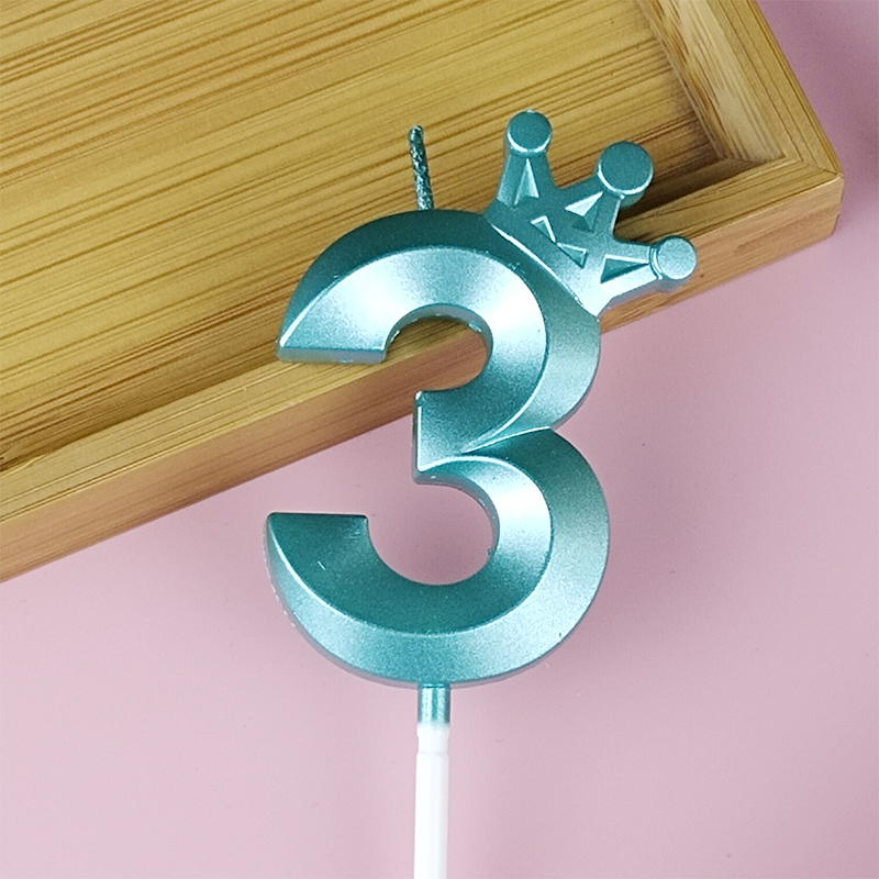 Tiffany Blue Cake Number 0-9 Candle Crown Birthday Boy Prince Party Celebration Birthday Cake Decoration: MINT GREEN