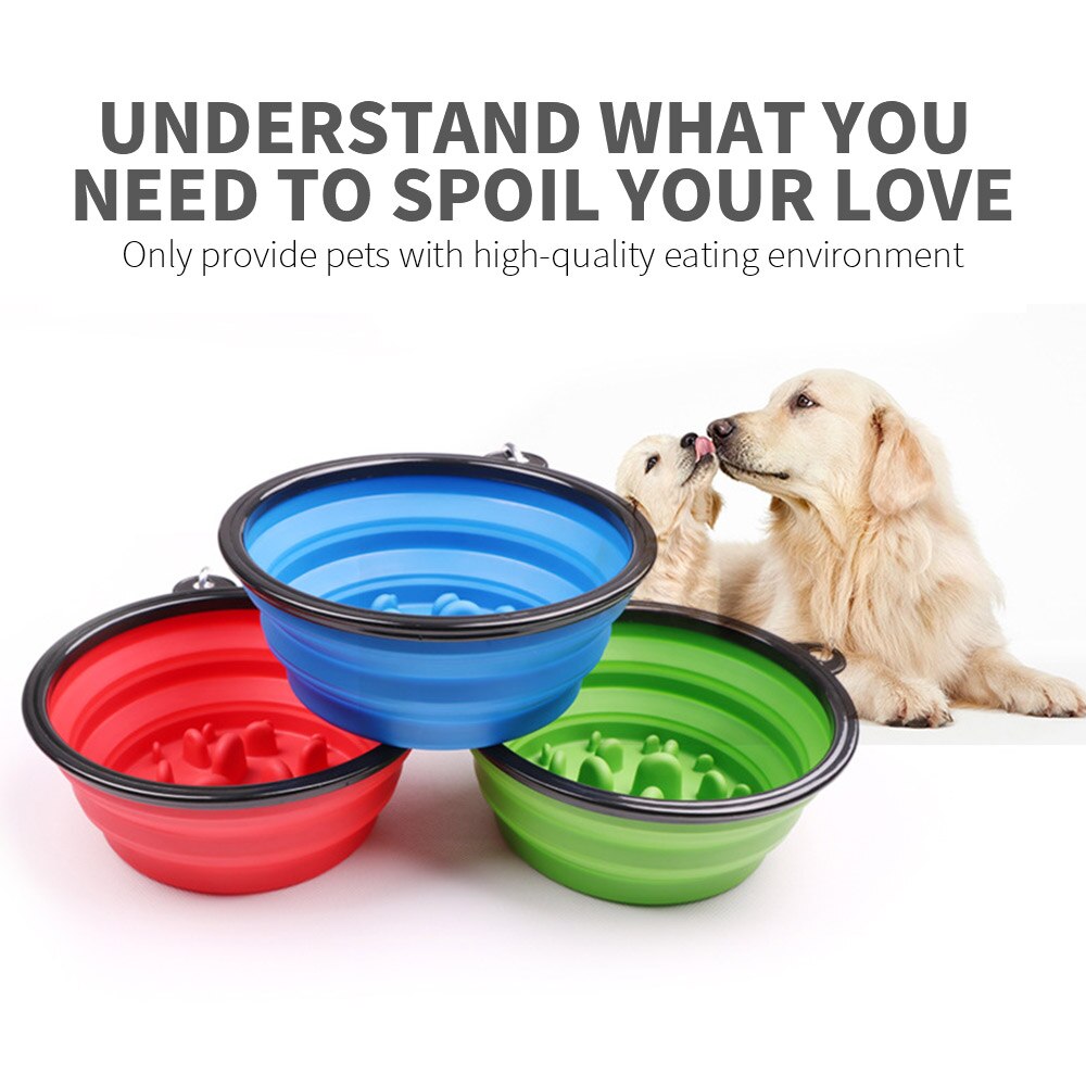 Pesant bol pour animaux de compagnie 6 couleur chien soins de santé Portable étanche pliable numérique bol pour animaux de compagnie sain animal de compagnie lent bol de nourriture 2 taille