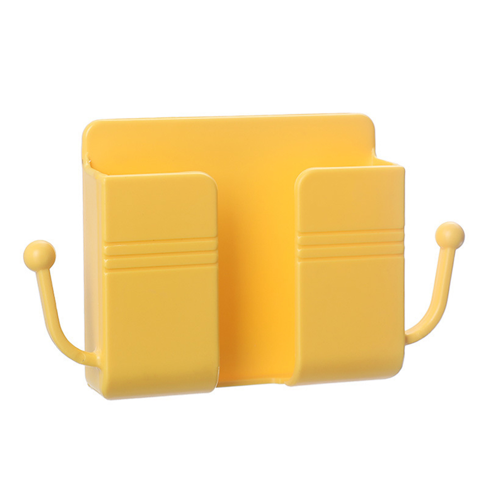 Wall Mounted Organizer Air Conditioner TV Remote Control Storage Box Mobile Phone Charging Plug Wall Holder Stand Rack Bracket: Yellow