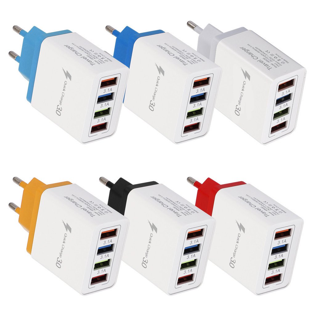 4 USB Port Charger 3.0 for iPhone Tablet Travel Charging Head Induction Mobile Phone Charger Adapter