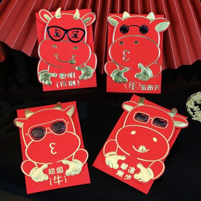 OX Chinese Year Cartoon Thick Paper Red Packet 16 Pcs: design 2