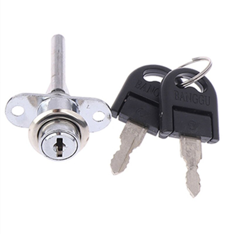 Drawer Push Lock Sliding Door Showcase Cupboard Cabinet Locks Window Security Chain Furniture Hardware With 2 Keys: SILVER
