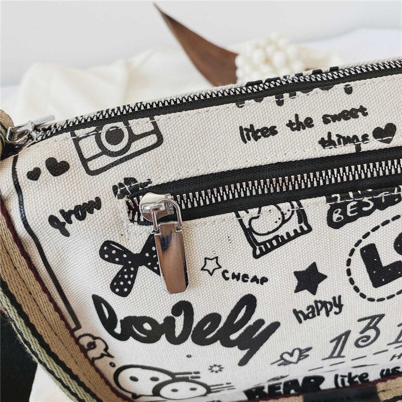 Dames Schoudertas Canvas Tas Outdoor Mobiele Telefoon Tas Travel Organizer Persoonlijkheid Messenger Bag