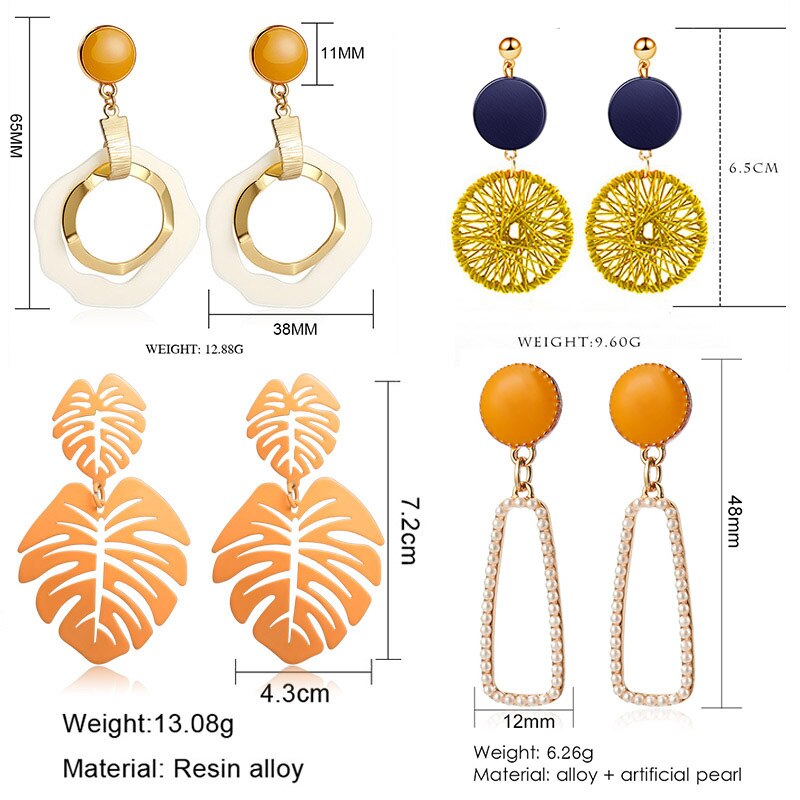 POXAM – boucles d'oreilles pour femmes, , jaune, mignon, géométrique, arcylique, goutte d'or, bijoux à la ,