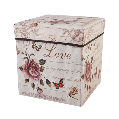 Foldable Storage Ottoman Square Cube Coffee Table Multipurpose Footrest Stool for Bedroom and Living Room Storage 30x30cm